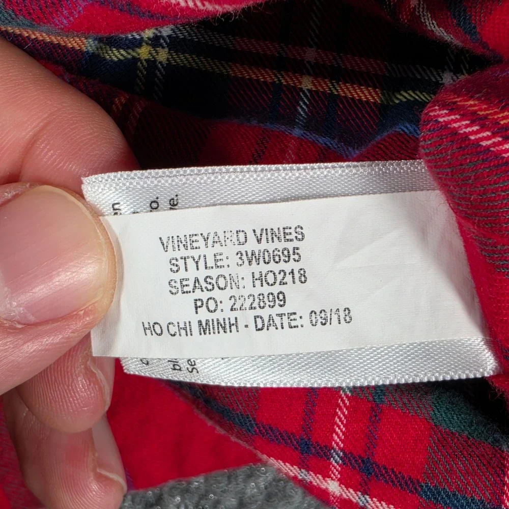 Vineyard Vines Boys Red Tartan Plaid Whale Shirt Button Down Size M 12-14